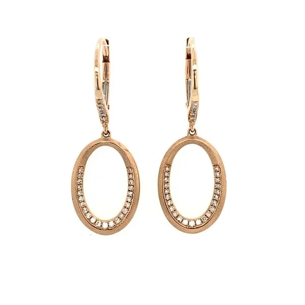 14K Rose Gold Oval Shape Dangle Earring with Diamonds Franzetti Jewelers Austin, TX