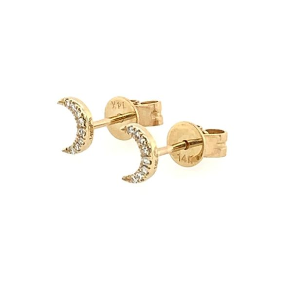 Diamond Crescent Moon Stud Earrings Image 3 Franzetti Jewelers Austin, TX