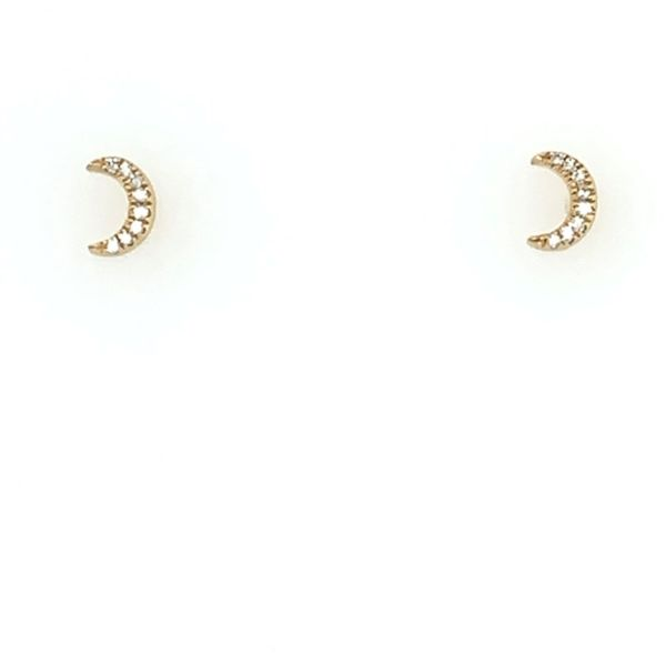 Diamond Crescent Moon Stud Earrings Image 4 Franzetti Jewelers Austin, TX