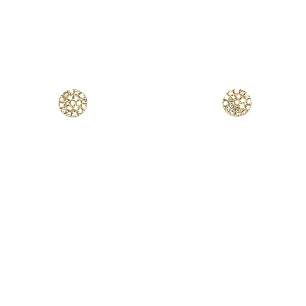 14KY Gold Diamond Round Disc Stud Earrings Image 3 Franzetti Jewelers Austin, TX