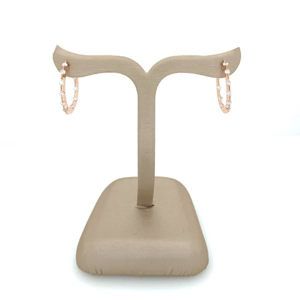14K Rose Gold 1/2 CTW Diamond Hoop Earrings Image 3 Franzetti Jewelers Austin, TX