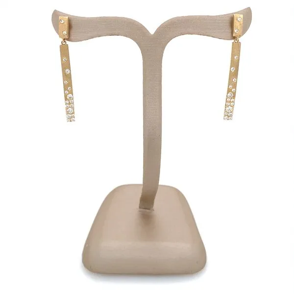 14KY Gold Diamond Flush Set 2 Station Bar Earrings Image 3 Franzetti Jewelers Austin, TX