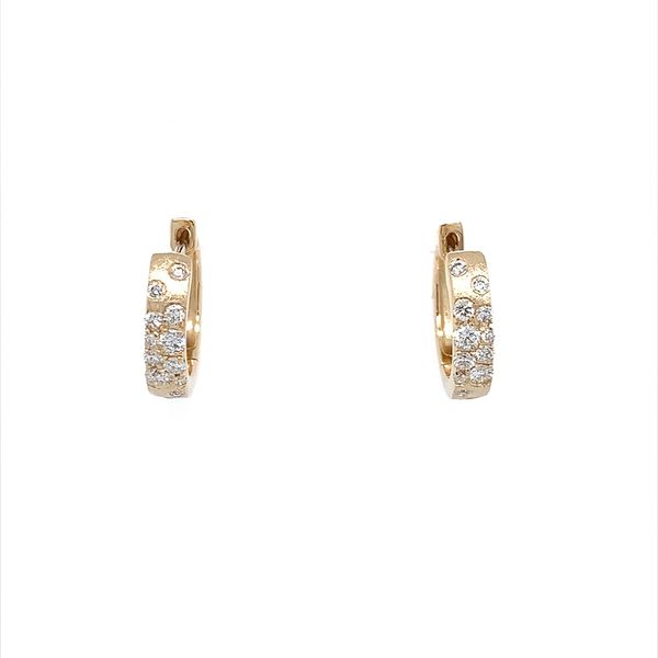 14KY Gold Diamond Flush Set Huggie Earrings Franzetti Jewelers Austin, TX
