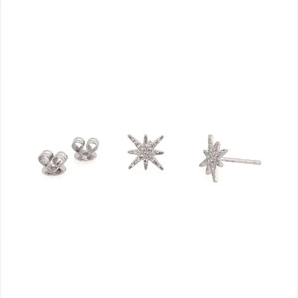 14K White Gold 8 Pointed Diamond Star Stud Earrings Image 2 Franzetti Jewelers Austin, TX