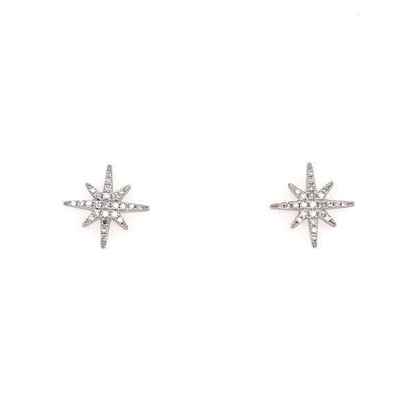 14K White Gold 8 Pointed Diamond Star Stud Earrings Franzetti Jewelers Austin, TX