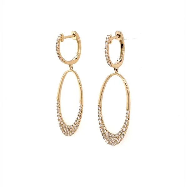 14K Yellow Gold Pave' Diamond Dangle Earrings Image 2 Franzetti Jewelers Austin, TX