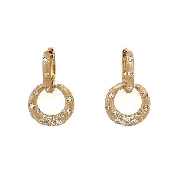 14K Yellow Gold Round Flush Set Diamond Dangle Earrings Franzetti Jewelers Austin, TX
