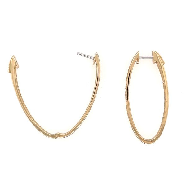 14K Yellow Gold Flush Set Diamond Oval Hoop Earrings Image 4 Franzetti Jewelers Austin, TX