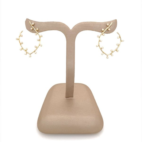 14K Yellow Gold Diamond Front Hoop Earrings Image 2 Franzetti Jewelers Austin, TX