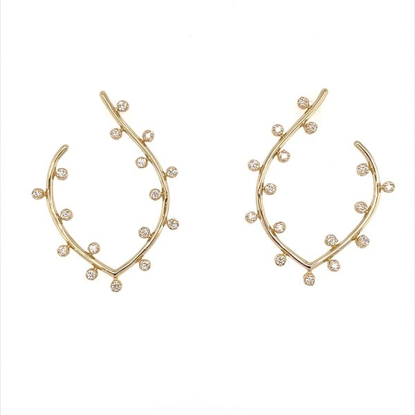 14K Yellow Gold Diamond Front Hoop Earrings Franzetti Jewelers Austin, TX