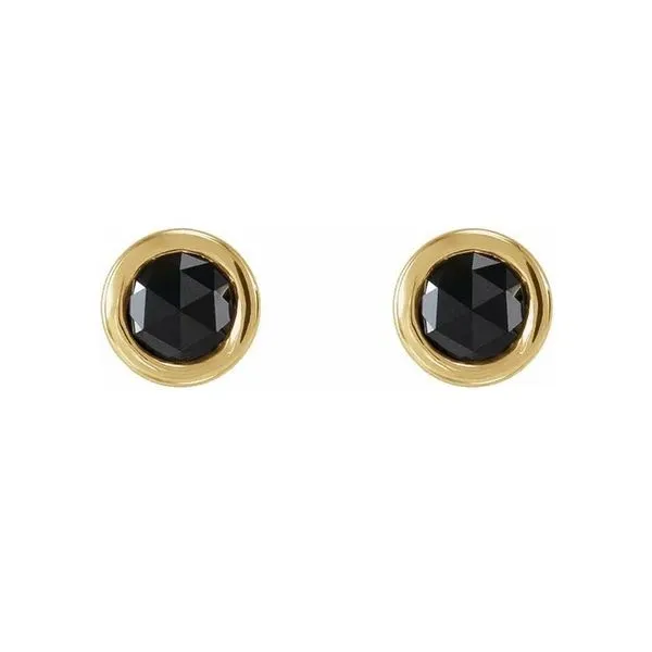 14KY 1/5 CTW Rose-Cut Natural Black Diamond Bezel-Set Earrings Image 2 Franzetti Jewelers Austin, TX