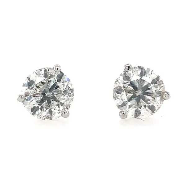 14K White Gold 4.06 CTW 3-Prong Diamond Stud Earrings Franzetti Jewelers Austin, TX