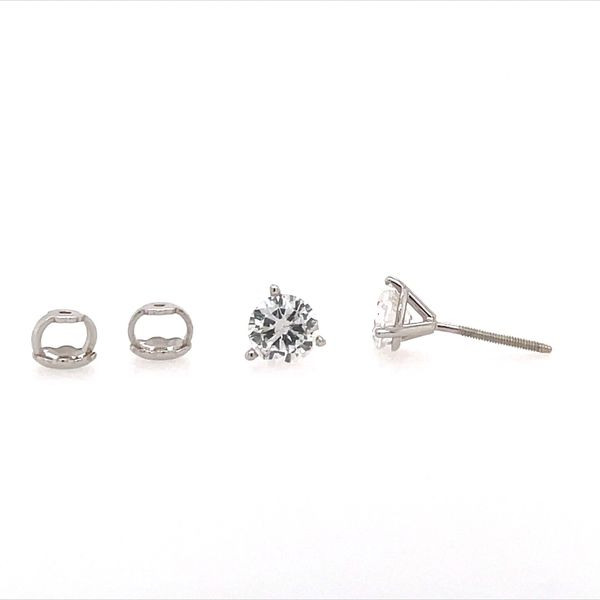14K White Gold 1 CTW 3-Prong Diamond Stud Earrings Image 3 Franzetti Jewelers Austin, TX
