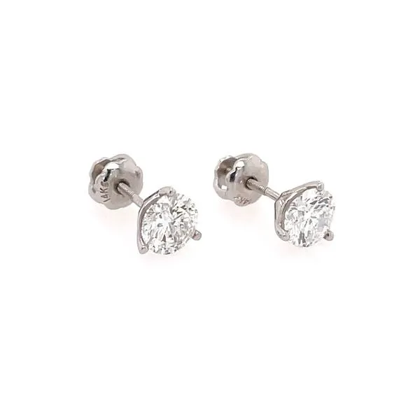 14K White Gold 1 CTW 3-Prong Diamond Stud Earrings Image 4 Franzetti Jewelers Austin, TX