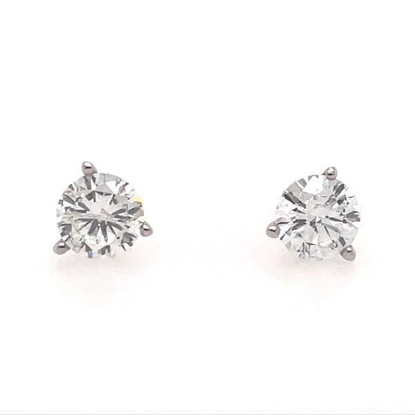 14K White Gold 1 CTW 3-Prong Diamond Stud Earrings Franzetti Jewelers Austin, TX