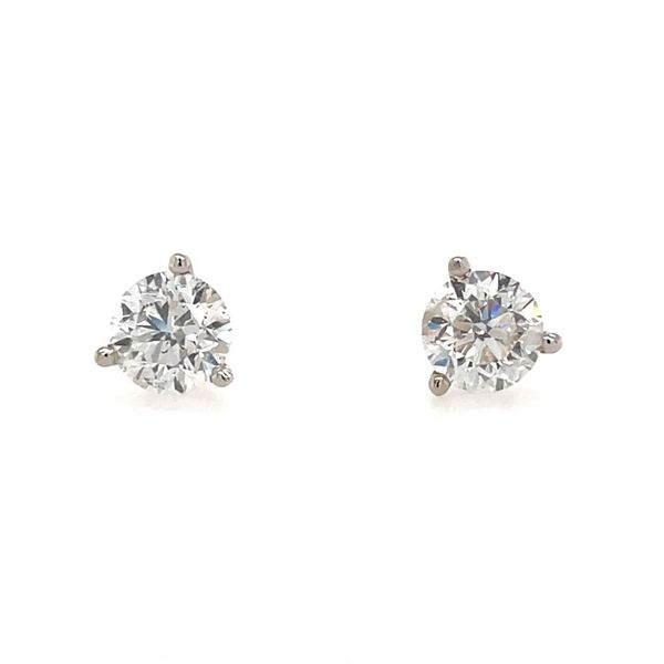 14K White Gold 3-Prong 2.02 CTW Diamond Stud Earrings Franzetti Jewelers Austin, TX