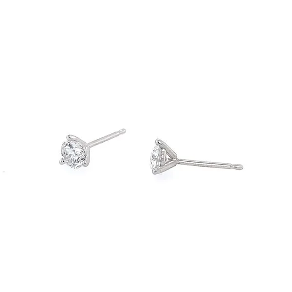 14K White Gold 3-Prong 1/2 CTW Diamond Stud Earrings Image 2 Franzetti Jewelers Austin, TX