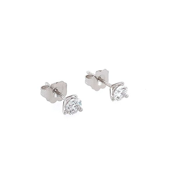 14K White Gold 3-Prong 1/2 CTW Diamond Stud Earrings Image 4 Franzetti Jewelers Austin, TX