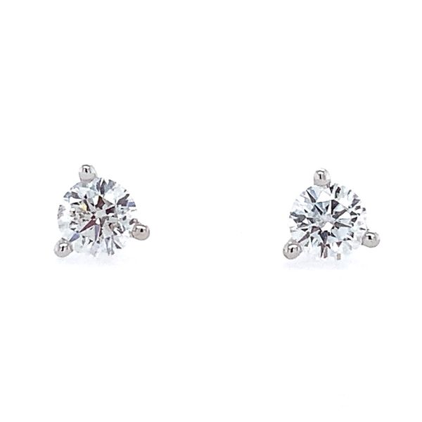 14K White Gold 3-Prong 1/2 CTW Diamond Stud Earrings Franzetti Jewelers Austin, TX