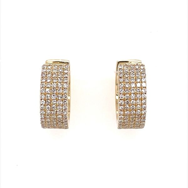 14KY Gold 5 Row Pave' Diamond Huggie Hoop Earrings Franzetti Jewelers Austin, TX