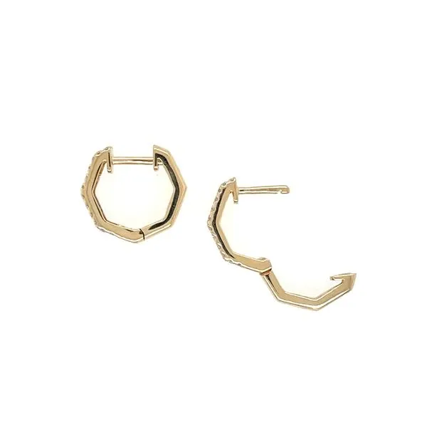 14KY Gold Geometric Diamond Huggie Earrings Image 5 Franzetti Jewelers Austin, TX
