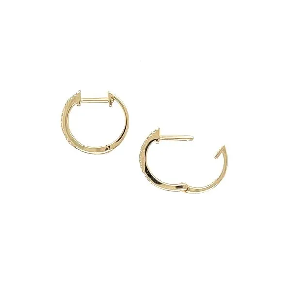 14KY Gold 12 mm Huggie Hoop Earrings with Diamonds Image 5 Franzetti Jewelers Austin, TX