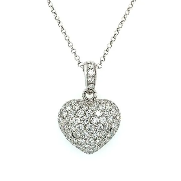 18K White Gold Pave Diamond Heart Pendant Image 2 Franzetti Jewelers Austin, TX