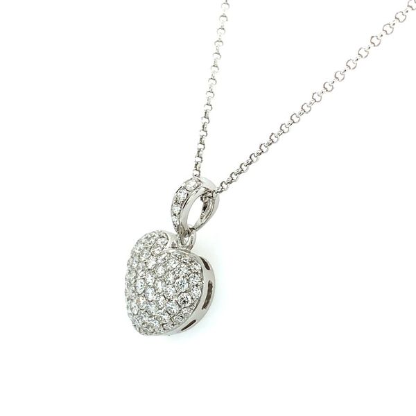 18K White Gold Pave Diamond Heart Pendant Image 3 Franzetti Jewelers Austin, TX