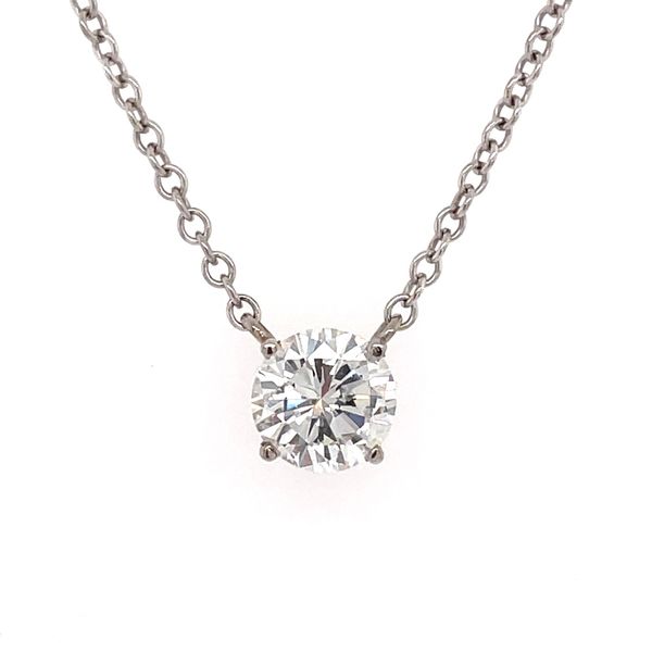 14K White Gold Necklace with 1.04 Ct Round Diamond Pendant Franzetti Jewelers Austin, TX