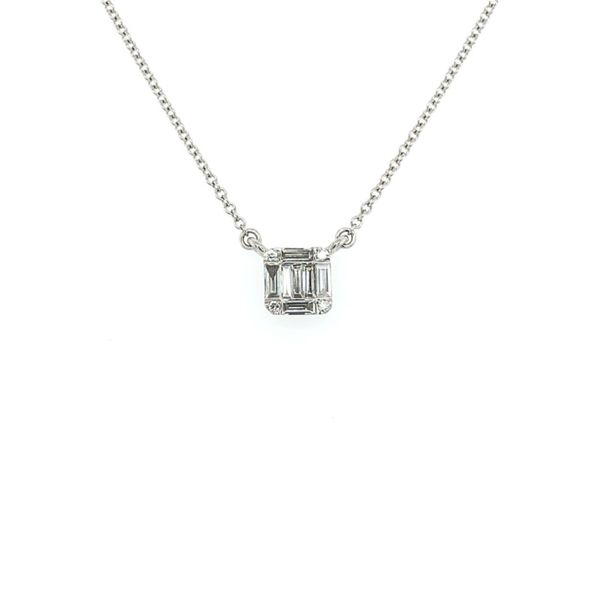 14K White Gold Emerald Shape Diamond Cluster Pendant Necklace Image 2 Franzetti Jewelers Austin, TX