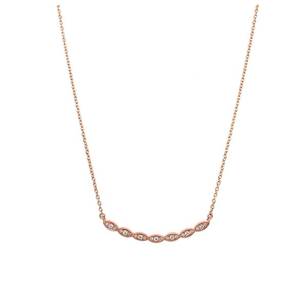 14KR Gold Diamond Accented Curved Bar Necklace - 18