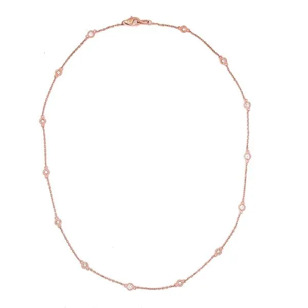 14KR Gold Diamond Station Necklace 1 CTW - 18