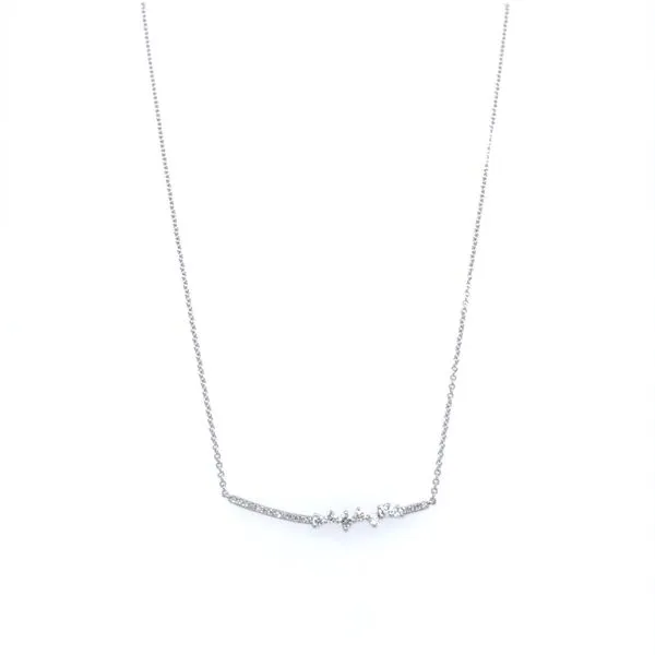 14KW Gold Curved Bar Diamond Necklace Image 2 Franzetti Jewelers Austin, TX