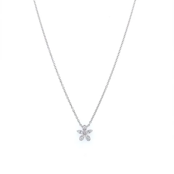 14KW Gold Diamond Flower Necklace - 18