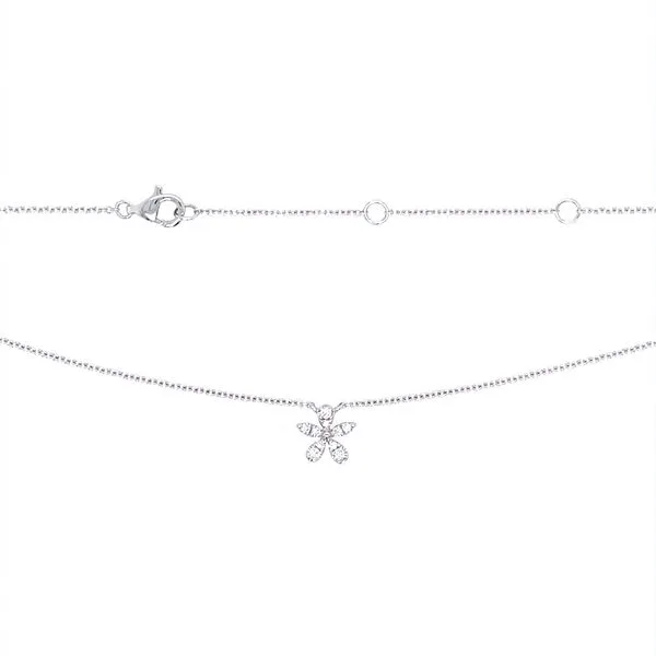 14KW Gold Diamond Flower Necklace - 18