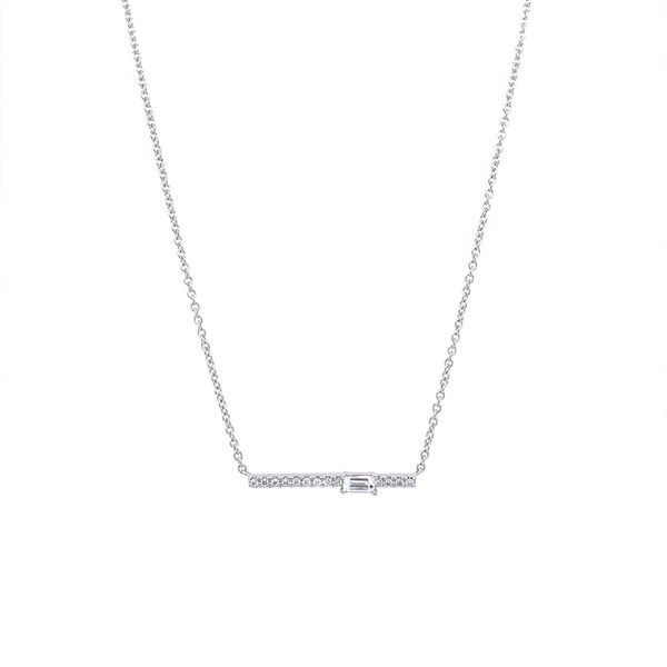 14KW Gold Diamond Baguette Bar Necklace Image 2 Franzetti Jewelers Austin, TX