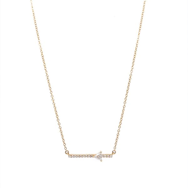 14KY Gold Diamond Triangle Bar Necklace Image 2 Franzetti Jewelers Austin, TX