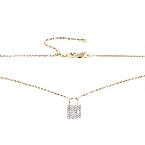 14K W&Y Gold Diamond Padlock Pendant Necklace - 18