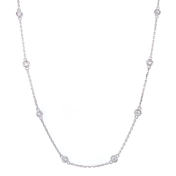 14K White Gold Diamond Station Necklace 1 CTW Franzetti Jewelers Austin, TX