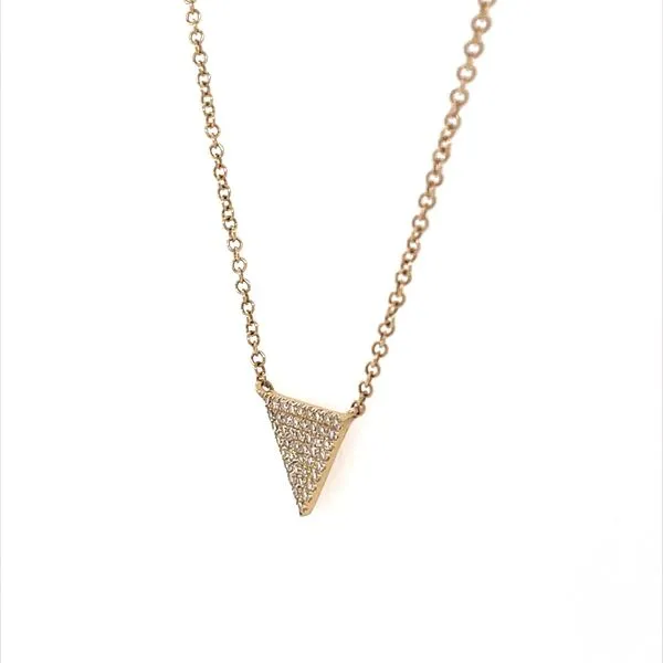 14KY Gold Pave' Diamond Triangle Necklace - 18