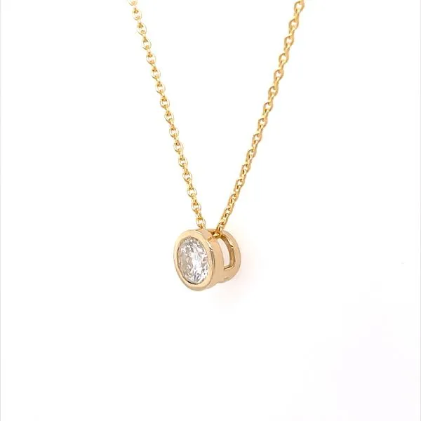 14KY Gold Necklace with 0.53 Ct Round Diamond Pendant - GIA - 18