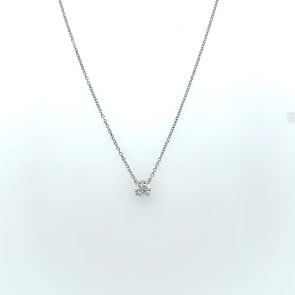 14KW Gold Necklace with 0.37 Carat Diamond Solitaire Pendant - 16