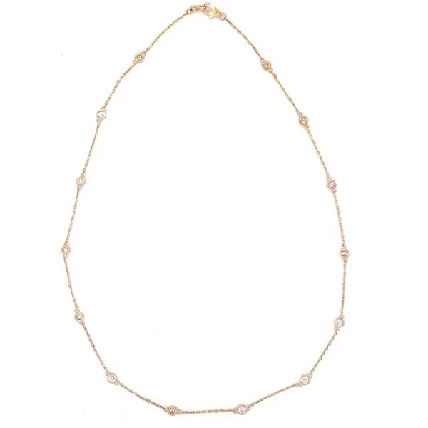 14KY Gold Diamond Station Necklace 1 CTW - 18