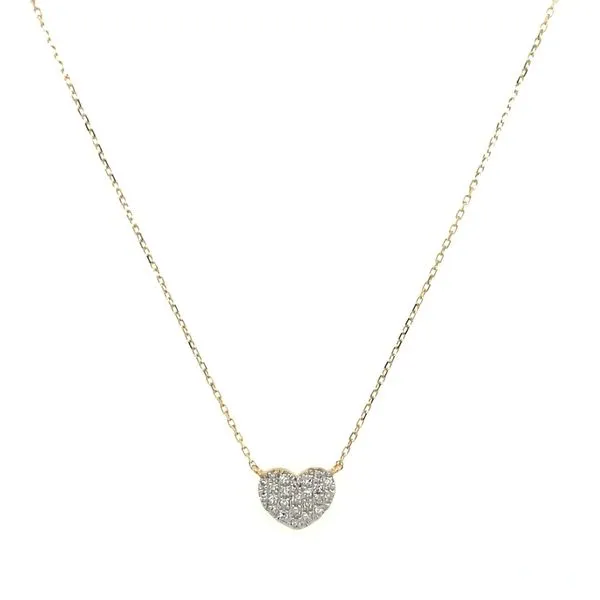 14KY Gold Pave Diamond Small Heart Shape Necklace - 18