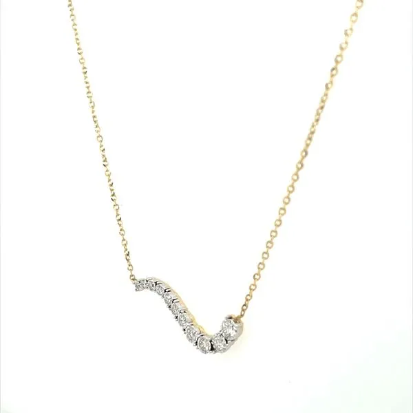 14KY Gold Curving Bar Diamond Necklace - 18