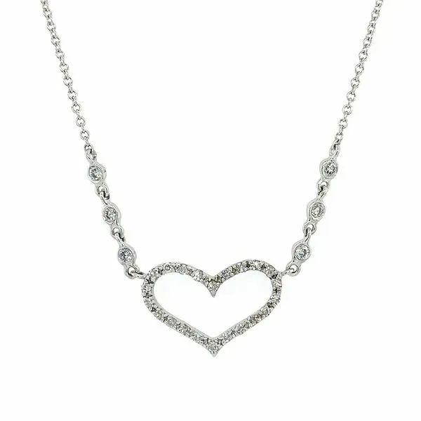 14KW Gold Diamond Heart Necklace - 16