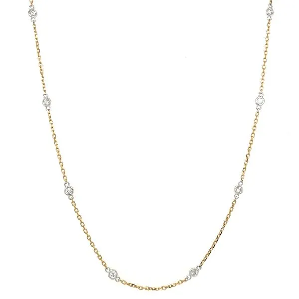 14K Two-Tone Gold Diamond Station Necklace 0.50 CTW - 18