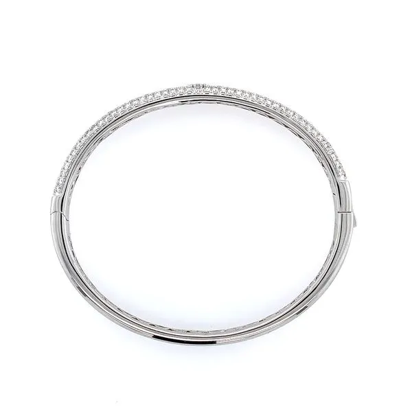 18K White Gold Pave Diamond Bangle Bracelet Image 3 Franzetti Jewelers Austin, TX