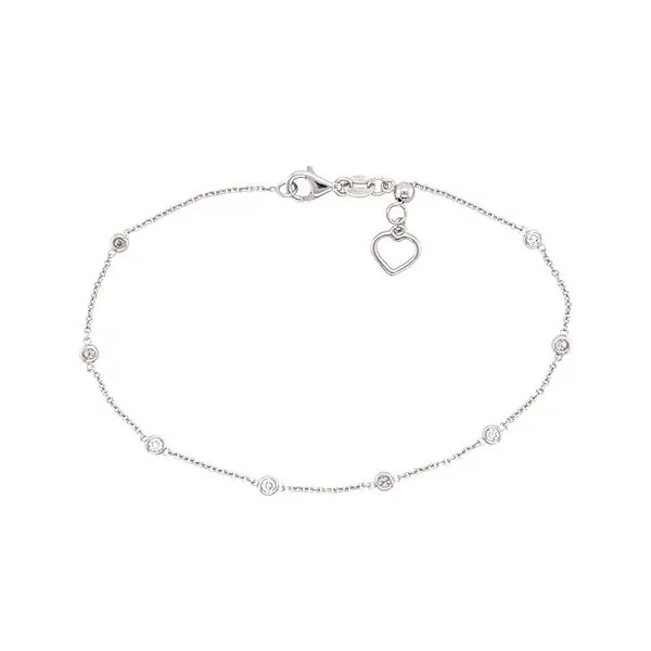 14K White Gold 8 Diamond Station Bracelet 6-7