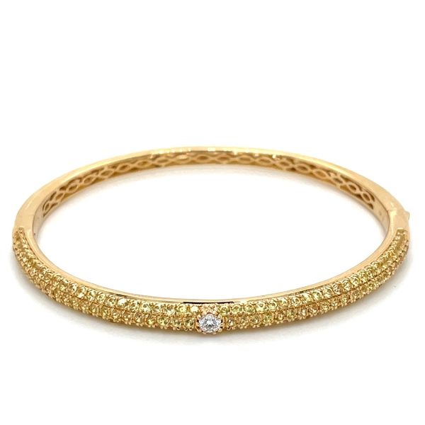 18KY Gold Diamond & Yellow Sapphires Bangle Bracelet Franzetti Jewelers Austin, TX
